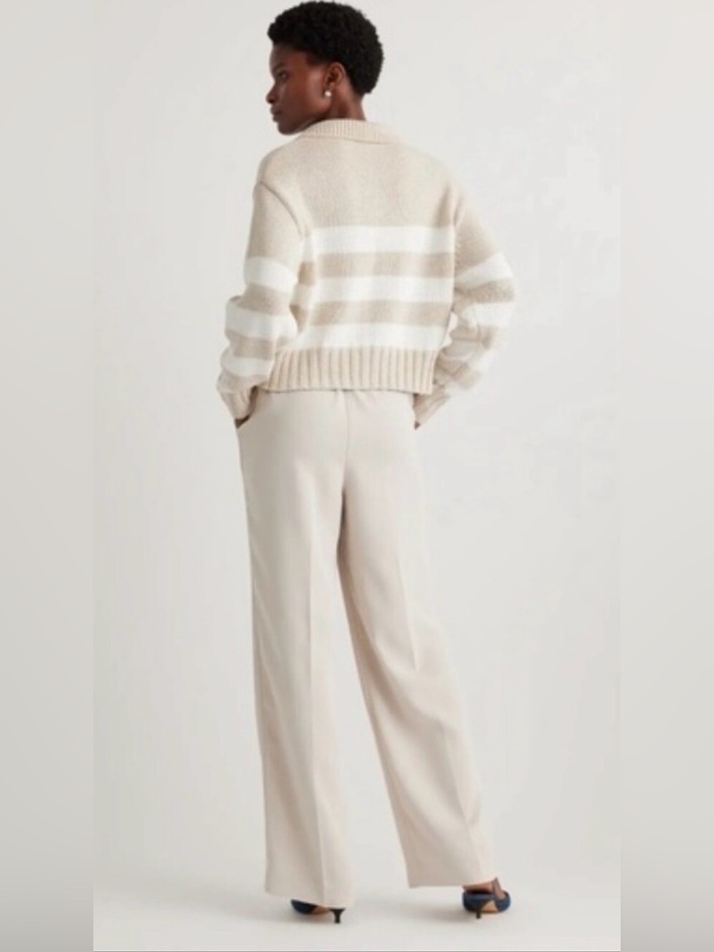 Quince Stretch Crepe Classic Trouser Pants Sand Tan Beige - Picture 2 of 13